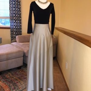 Silver Satin Maxi Skirt SZ 10